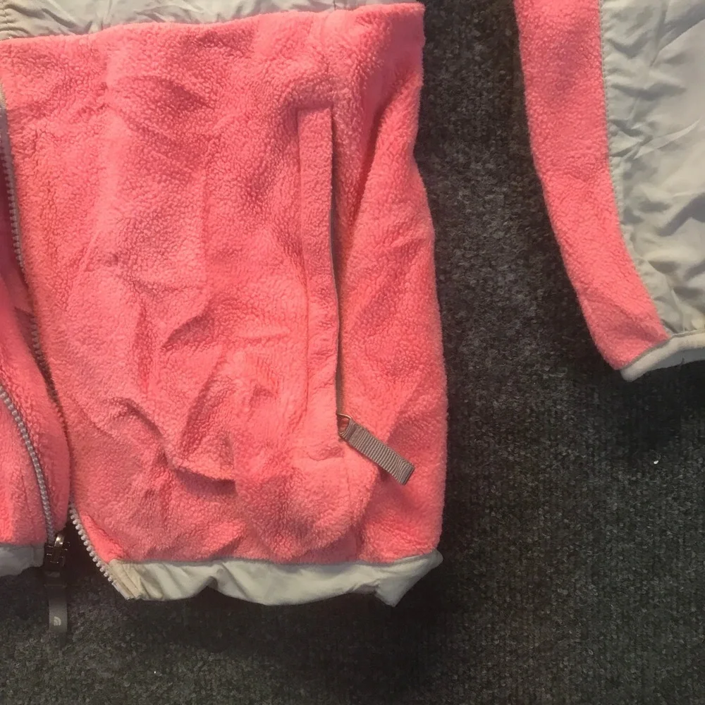 The North Face Denali Jacket Girls L Pink Grey Excellent Fleece Colorblock